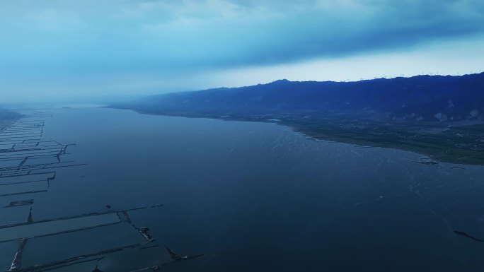 山西运城盐湖航拍空镜头