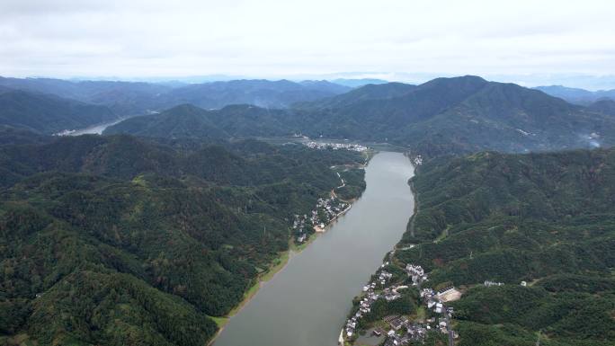 新安江山水画廊自然风光徽文化古村落航拍