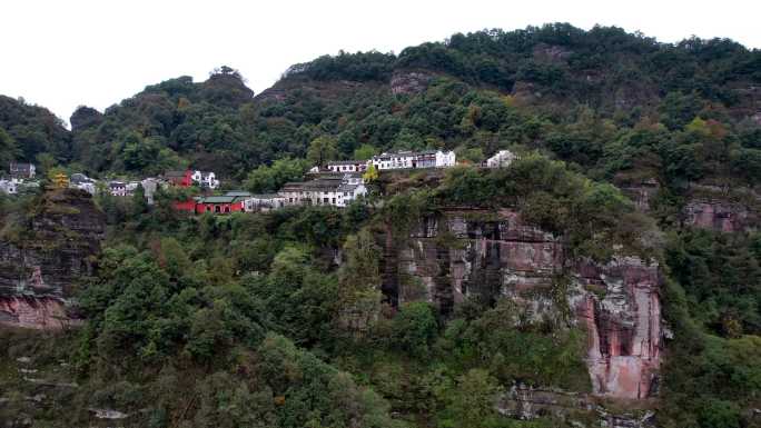 齐云山风景名胜徽派建筑道教名山航拍