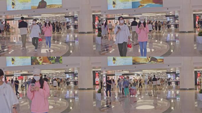 4K实拍广州天河城商业体与逛街购物的市民