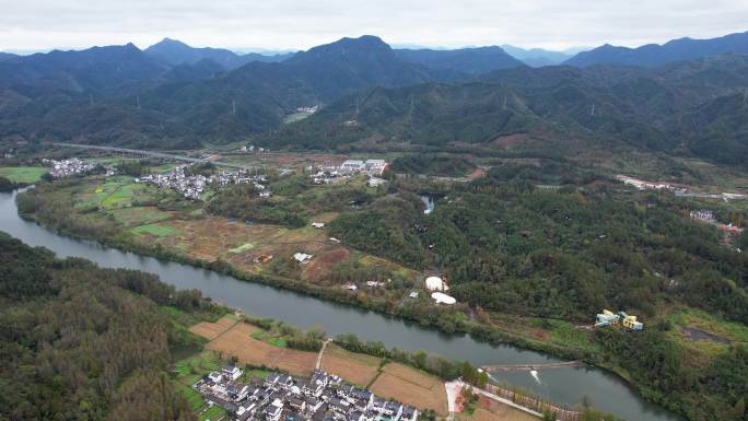 齐云山风景名胜徽派建筑道教名山航拍