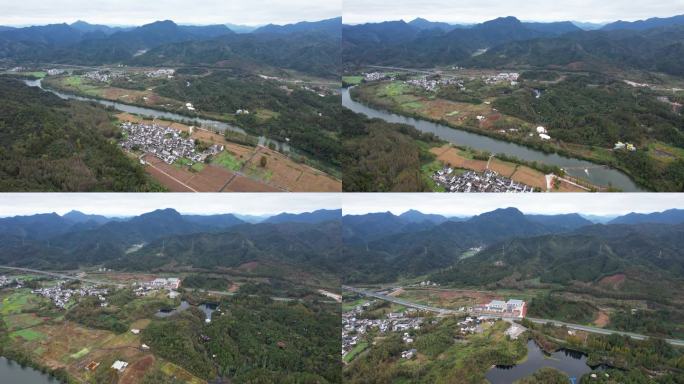 齐云山风景名胜徽派建筑道教名山航拍