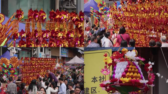 佛山春节民俗乐安花灯会 传统风车彩灯