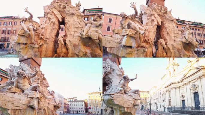 四河喷泉，纳沃纳广场，罗马，意大利