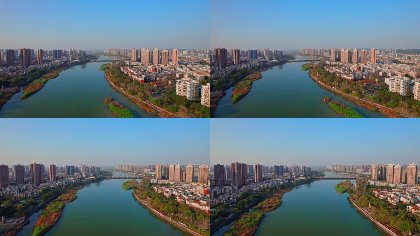 德阳城市航拍城北 黄河桥 生态公园