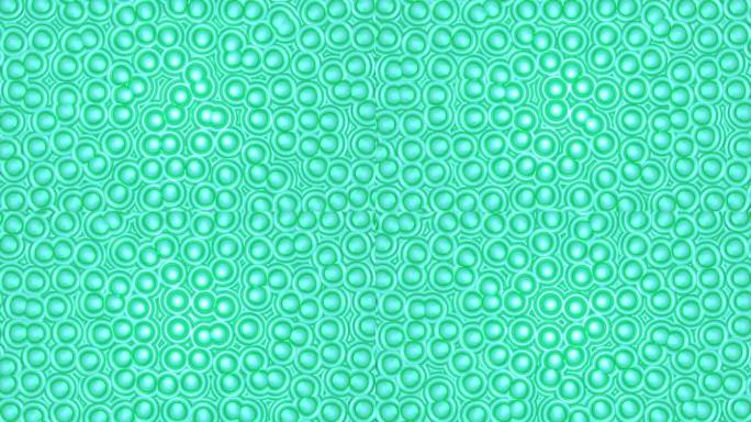 绿色气泡环，抽象voronoi图案背景。