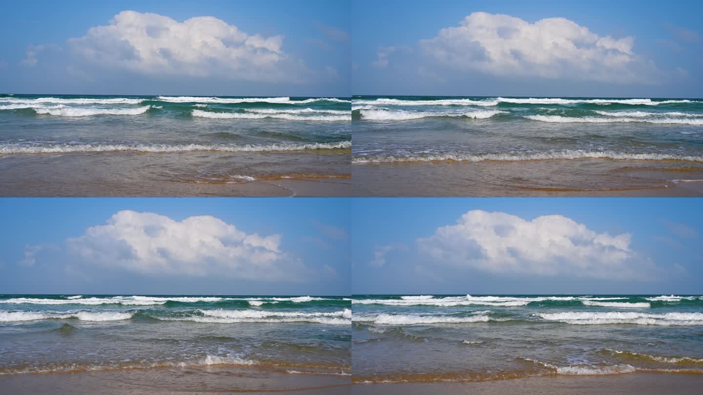 海南海边海浪与沙滩