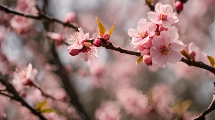 春季粉色花朵桃花特写素材合集