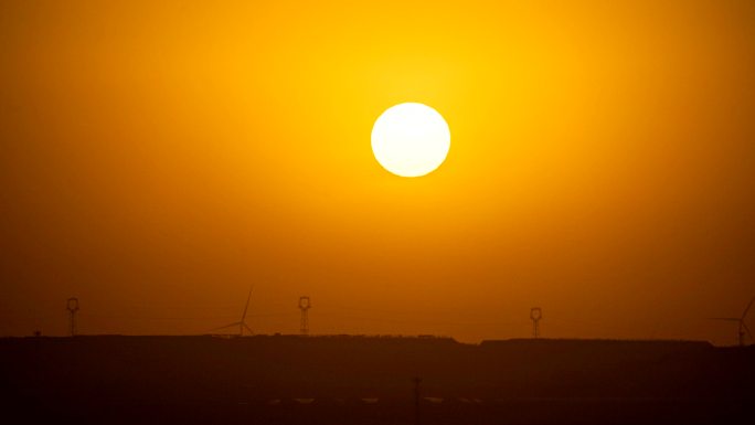 太阳能风力发电榆林东日出延时摄影