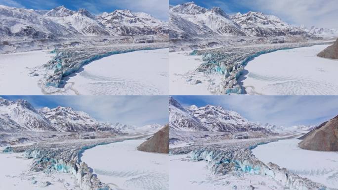 4k航拍西藏G318来古冰川冬天环绕