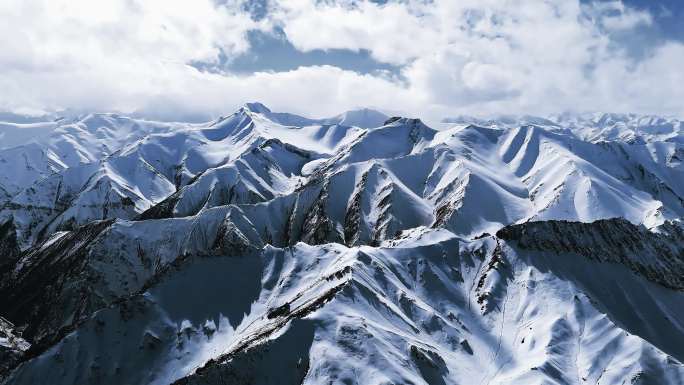高原昆仑山脉，西藏雪景，高海拔大气磅礴1