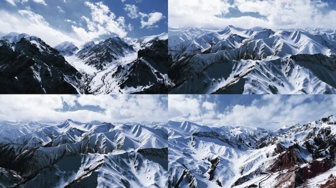 高原昆仑山脉，西藏雪景，高海拔大气磅礴1