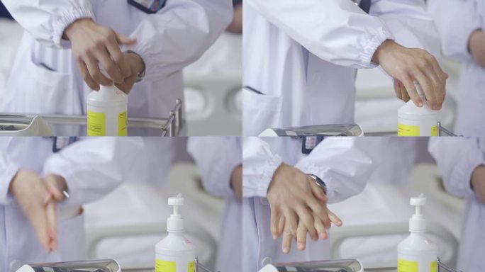 实拍医生体格检查病人 手部消毒