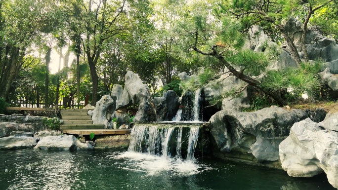 江西-吉安县-苏州园林  叠水假山