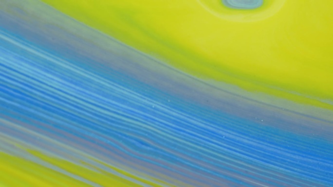 可移动的黄蓝色背景，带有装饰性图案。流动的绘画艺术带着一丝绿色。