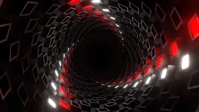 红白圆柱螺旋频闪隧道背景VJ回路