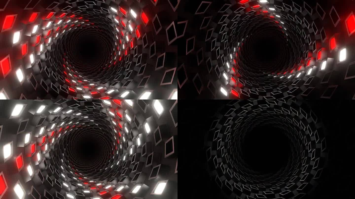 红白圆柱螺旋频闪隧道背景VJ回路
