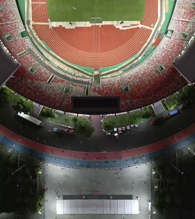 广州天河体育中心夜景航拍