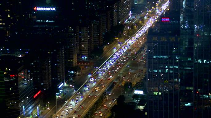 02北京夜晚空镜 国贸CBD车流 立交桥