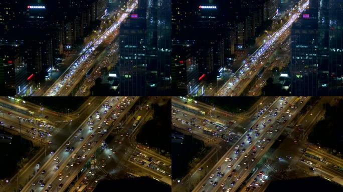 02北京夜晚空镜 国贸CBD车流 立交桥
