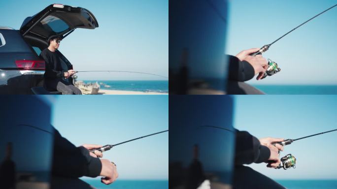 海边垂钓钓鱼 电影质感