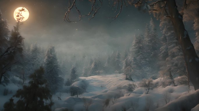 雪夜星空下的宁静