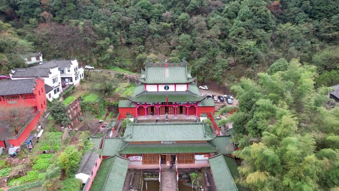 齐云山风景名胜太素宫徽派建筑道教名山航拍