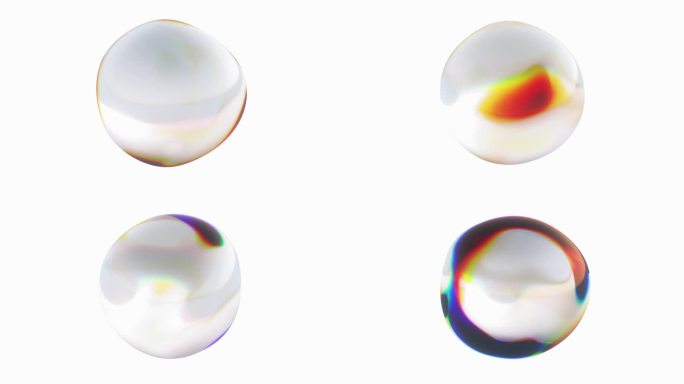 变形和透明抽象三维球体与彩色反射