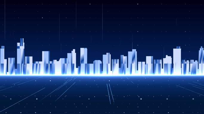 蓝色科技粒子线条建筑城市科技背景