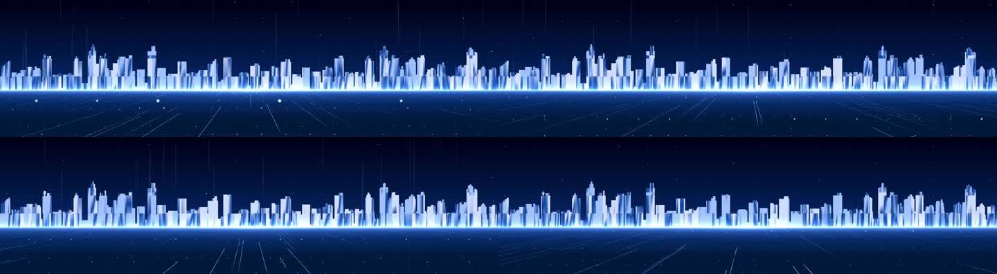 蓝色科技粒子线条建筑城市科技背景