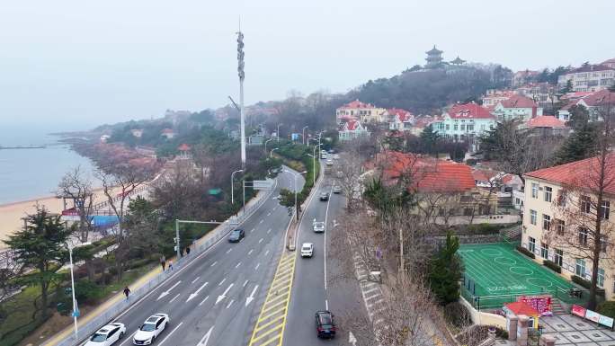 青岛汇泉广场道路拍摄