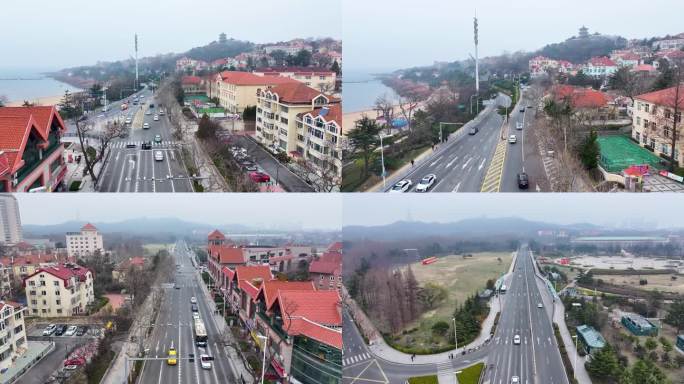 青岛汇泉广场道路拍摄