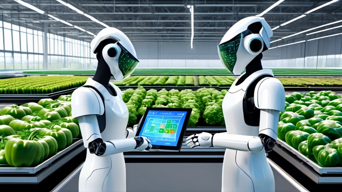 智能机器人农场智慧农业蔬菜生态系统新科技
