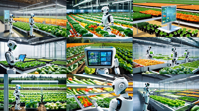 智能机器人农场智慧农业蔬菜生态系统新科技