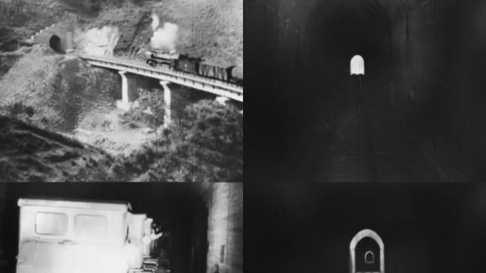 火车穿越隧道 老火车行驶 蒸汽机车