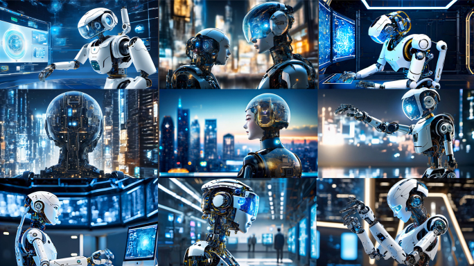 AI人工智能机器人未来科技科技城市科技感