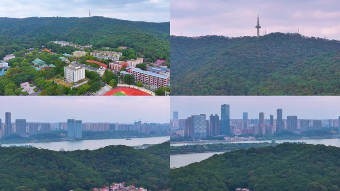 湖南长沙岳麓山风景名胜区航拍岳麓区城市风