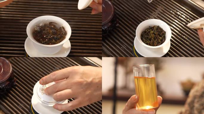 乌龙茶凤凰单丛注水茶汤空镜展示