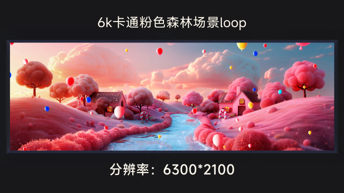 6k卡通粉色森林场景loop