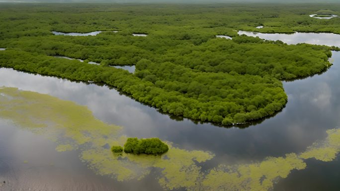 佛罗里达州大沼泽湿地鸟瞰图