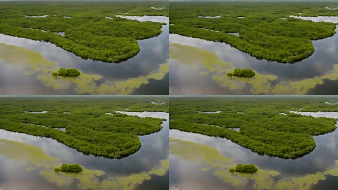 佛罗里达州大沼泽湿地鸟瞰图