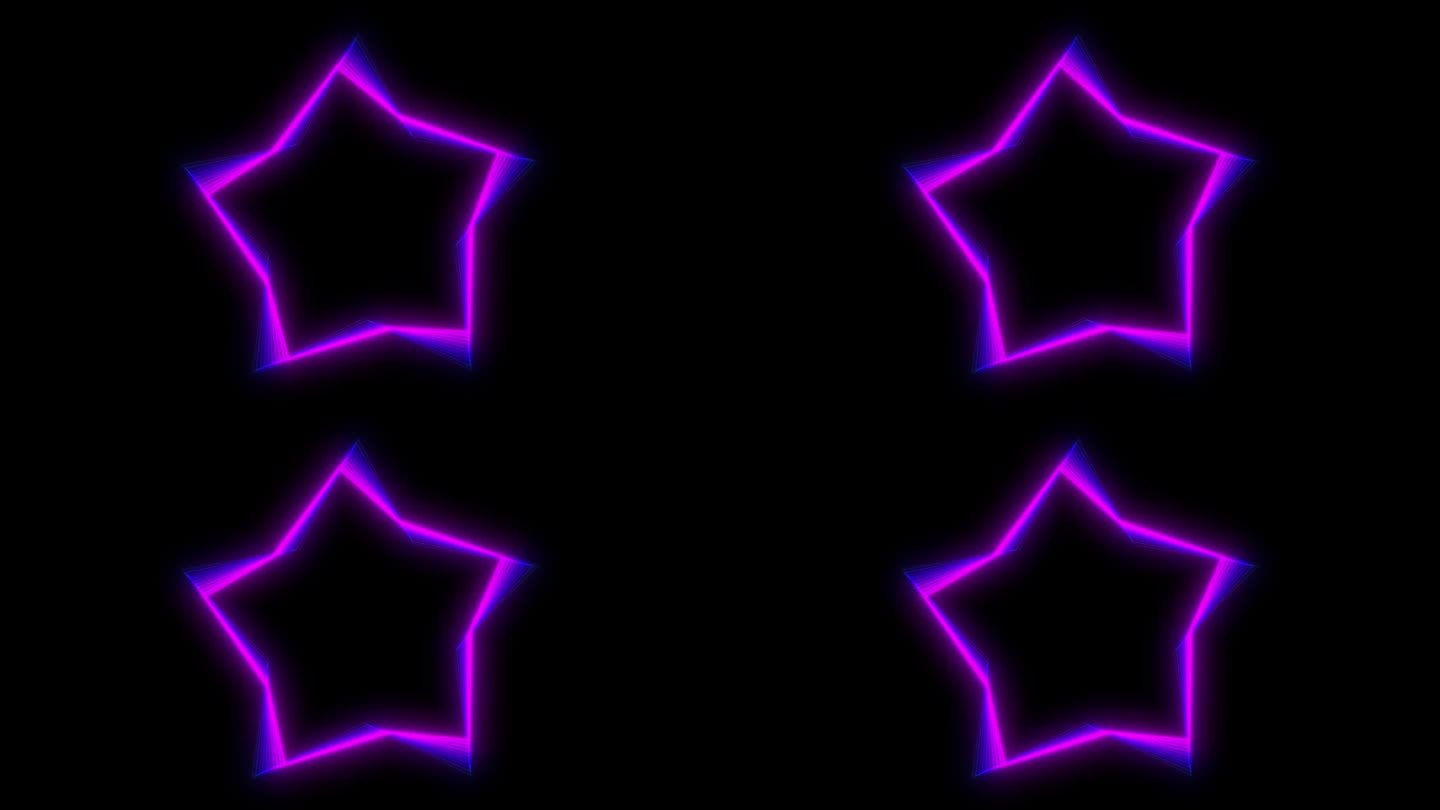 动画霓虹发光六边形框架。彩色激光显示无缝循环4K边界。未来的光效果孤立的黑色。VJ背景为俱乐部，表演