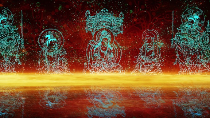 敦煌佛教粒子LED大屏循环背景