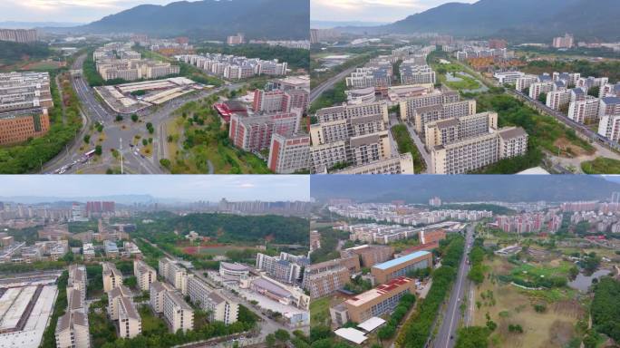 福州闽侯县大学城福州大学旗山校区航拍校园