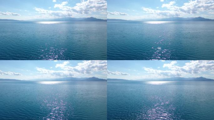 唯美水面波光粼粼水面航拍大海阳光海面湖泊