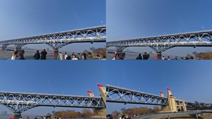 蓝天白云下的南京长江大桥