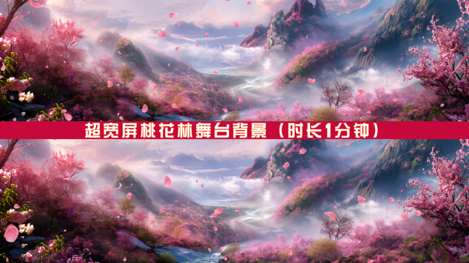 唯美梦幻桃花飘落舞台背景【超宽屏】02