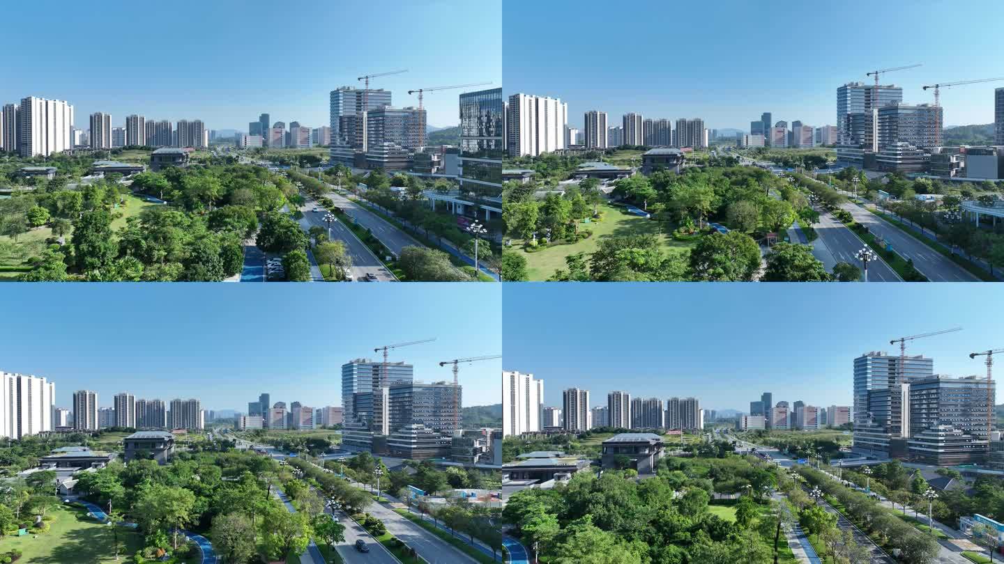 广州知识城广场创新大道航拍知新路城市道路
