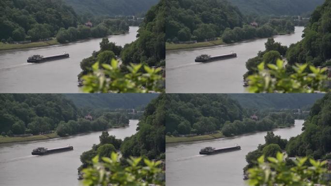 上奥地利多瑙河上的推船