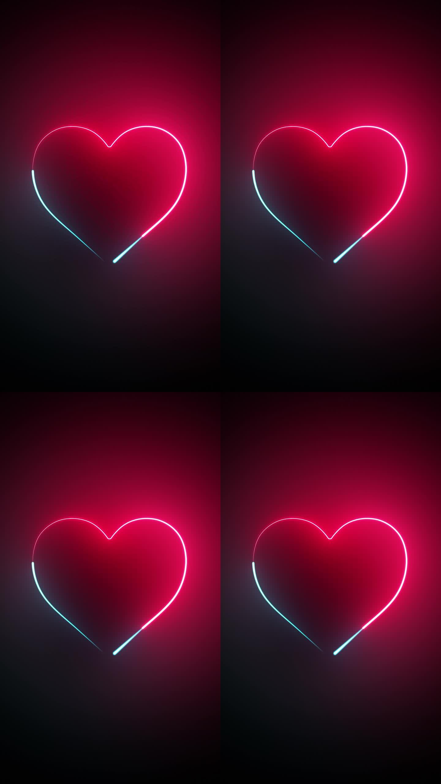 情人节或妇女节的红色心框Led灯。爱的概念心框架